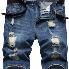Men's Casual Ripped Denim Street Style Skinny Shorts
