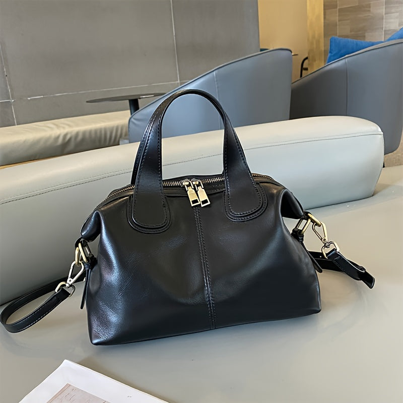 Convertible Shoulder Bag Detachable Strap Zipper Closure for Work