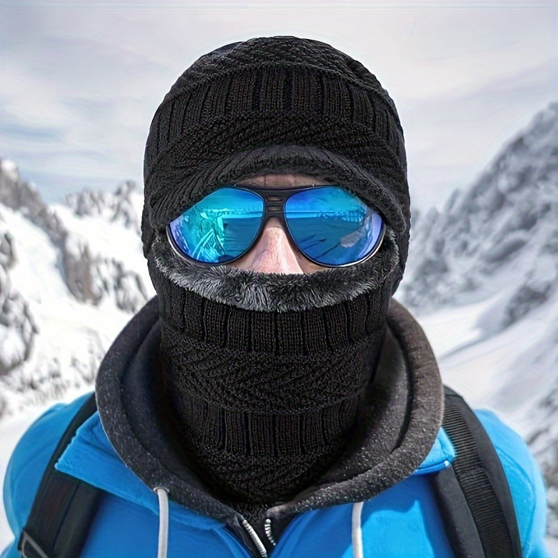 Winter Knitted Balaclava Beanie Hat Warm Ski Mask Windproof Hood Fleece Headwear