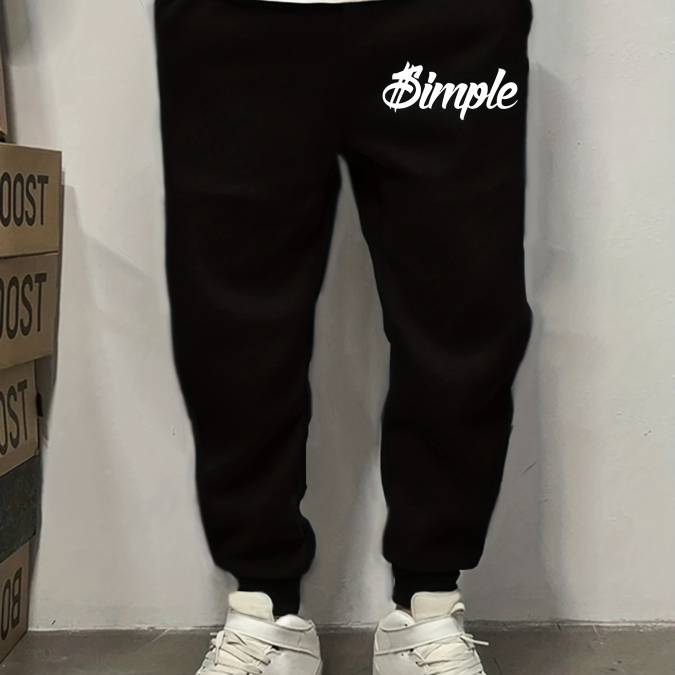 Letter Pattern Men's Sweatpants with Pockets Drawstring