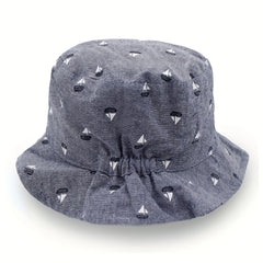 Kids Denim Casual Print Basin Hat Wide Brim Sunscreen Fisherman Hat