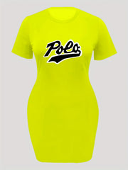Casual Dress Women's Plus Art Letter Print Short Sleeve