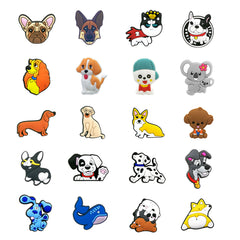 20pcs Animal Shoes Charms For Clogs Bubble Slides Sandals Dog Pattern Decor