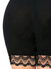 Casual Shorts Women's Solid Contrast Lace Trim High Rise Shorts