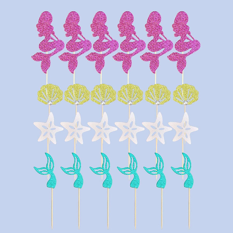 24pcs Mermaid Cake Inserts for Sparkling Cakes