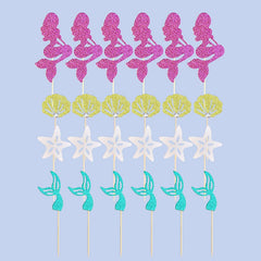 24pcs Mermaid Cake Inserts for Sparkling Cakes