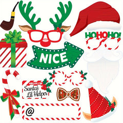 Christmas Photo Booth Props 50pcs Party Supplies Holiday Decoration Set