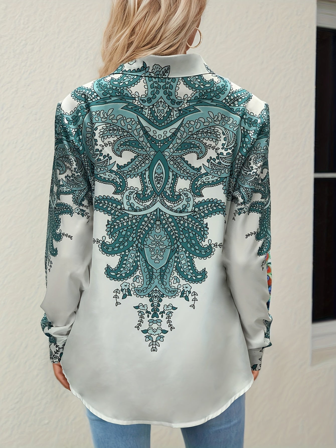 Vintage Graphic Print Button Shirt for Women