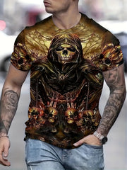Men's Vintage Skeleton Graphic T-shirt Breathable Tee for Summer Outdoors