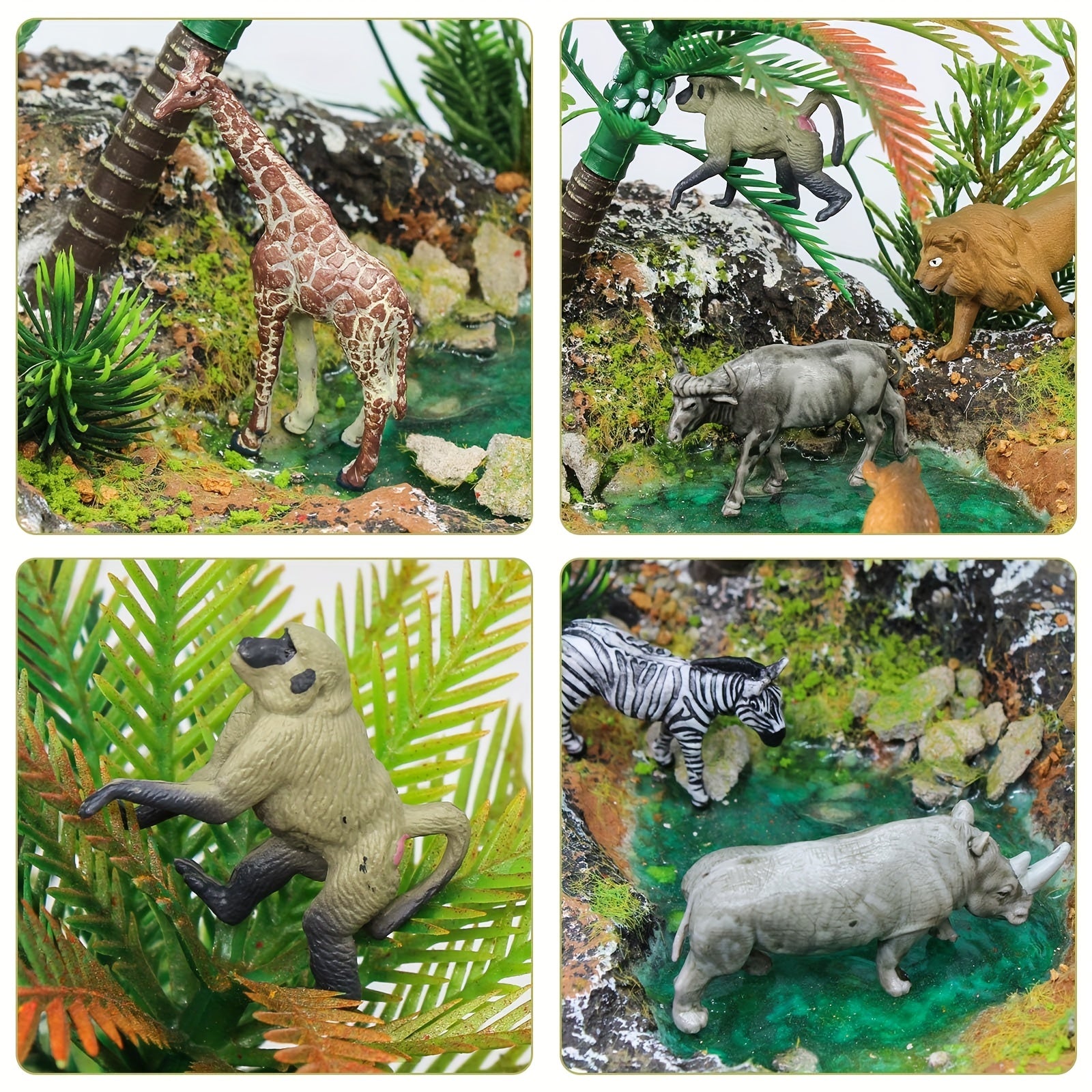 21Pcs Mini Forest Animal Figurines Plastic Jungle Wildlife