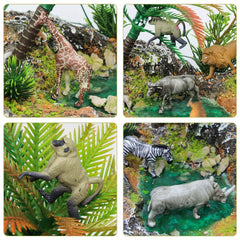 21Pcs Mini Forest Animal Figurines Plastic Jungle Wildlife