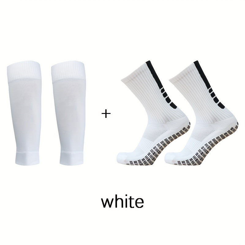 2pairs Outdoor Sports Football Socks & Calf Sleeves Set