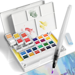 Watercolour Paint Set 24/38/48 Half Pans Travel Case Artists Hobbyists Adults