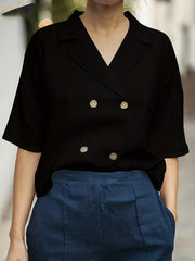 Solid Half Sleeve Lapel Blazer for Women's Spring & Summer
