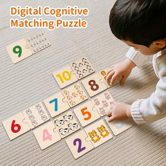 Wooden Number Matching Puzzle Early Learning Toy for Toddlers