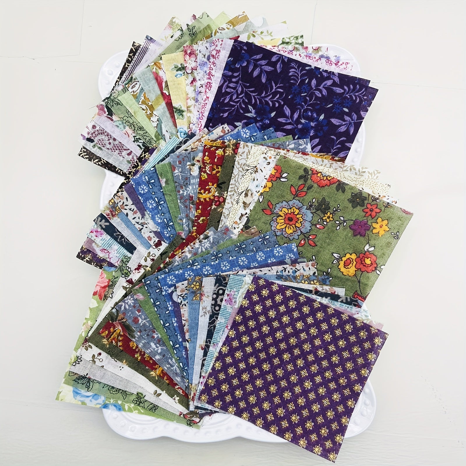 60pcs Cotton Fabric Bundles For Quilting Sewing DIY, 10x10cm Squares