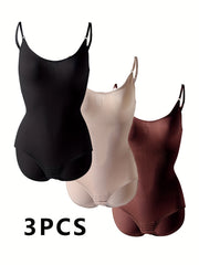 Solid Shaping Bodysuit Tummy Control Butt Lifting Slip Body Shaper Women