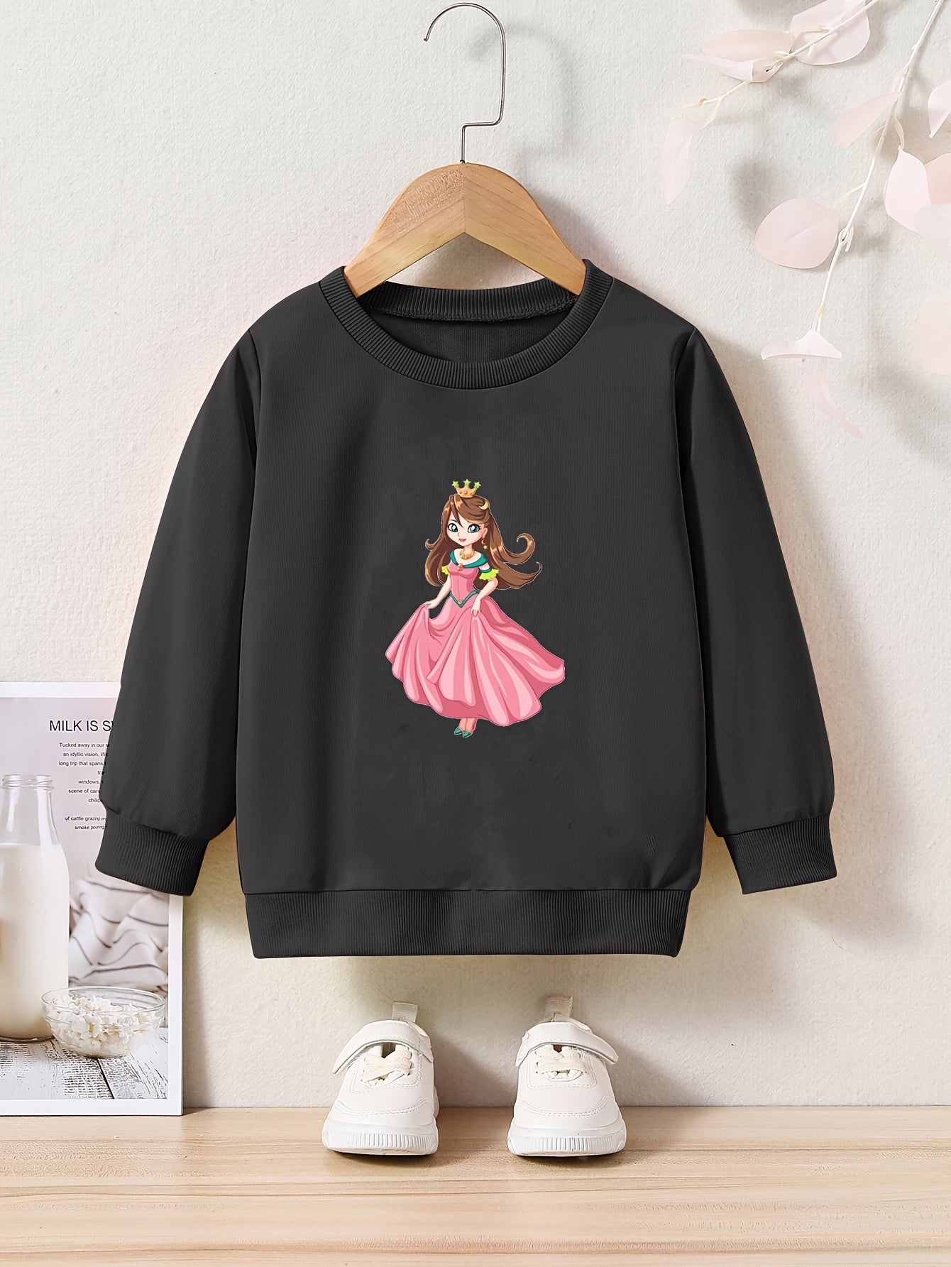 OERYUI Cartoon Princess Crew Neck Pullover Top for Kids