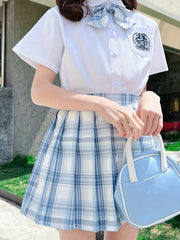 Girls' Plaid Print Varsity Style Pleated Skirt For Summer