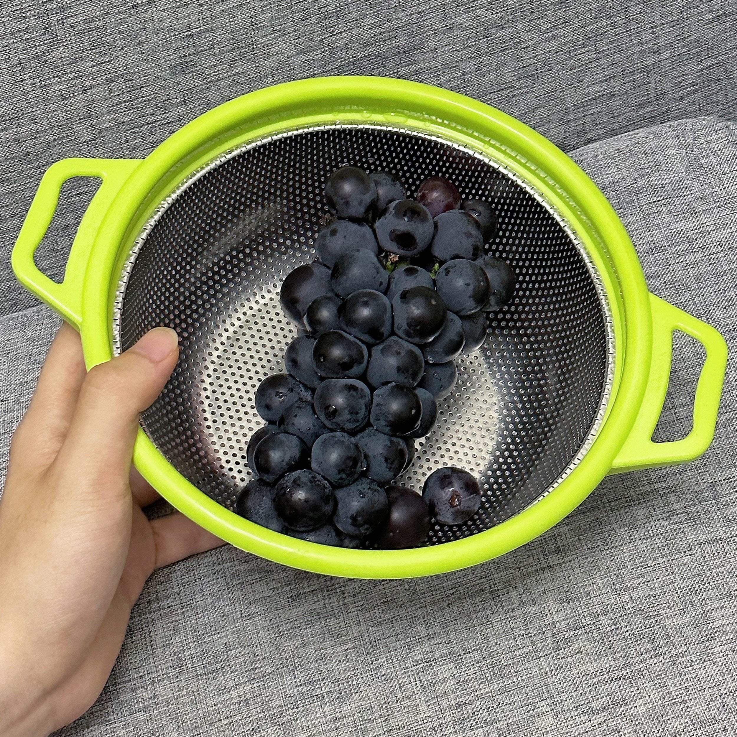 1pc Stainless Steel Kitchen Washing Basin Round Fruit Vegetable Filter Basin