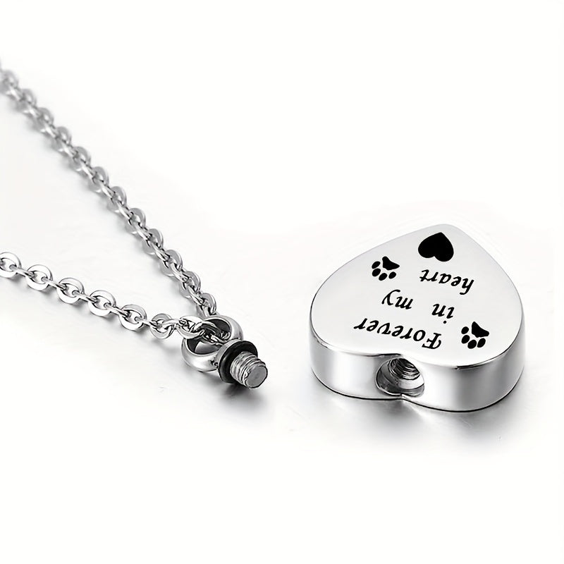 Pet Memorial Necklace Heart Pendant Cremation Urn for Ashes Keepsake