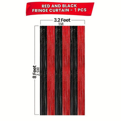 Red Fringe Curtain 243x84x97 cm Backdrop Party Decor