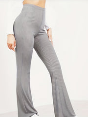Ribbed High Rise Stretch Skinny Flare Leggings