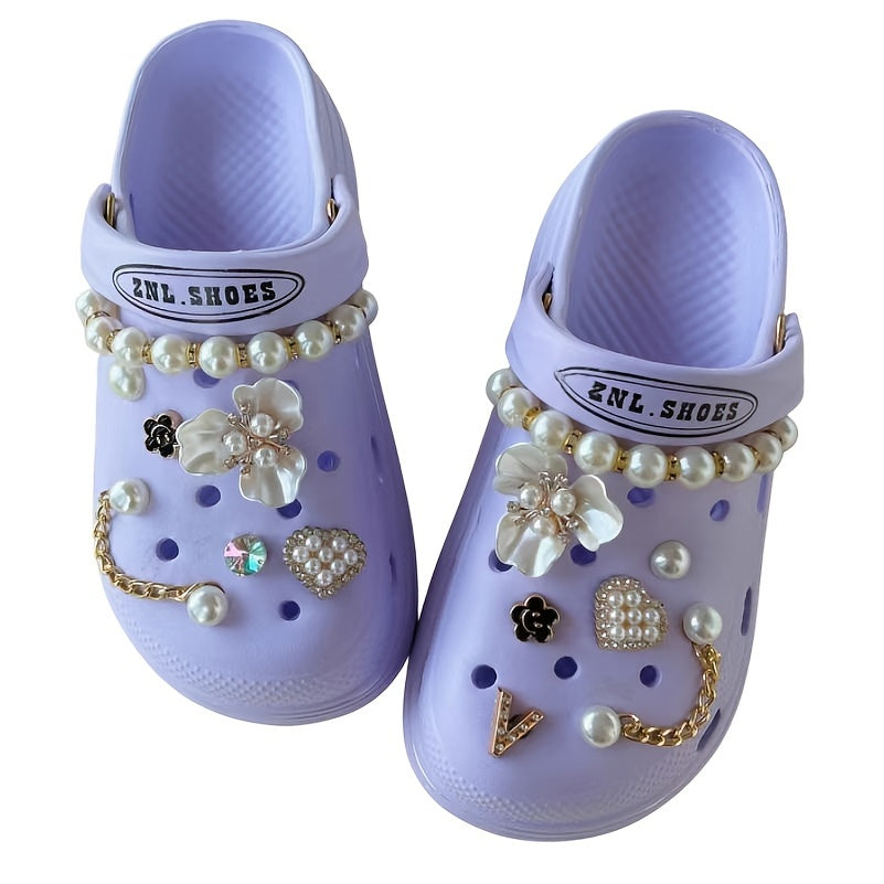 Pearl Flower Chain Shoe Charms For Clogs DIY Shoes Accessories