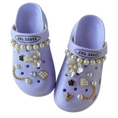 Pearl Flower Chain Shoe Charms For Clogs DIY Shoes Accessories