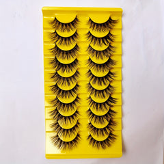 10 Pairs Curly 3D Cat Eye False Eyelashes Natural Volume Faux Mink Makeup Lashes