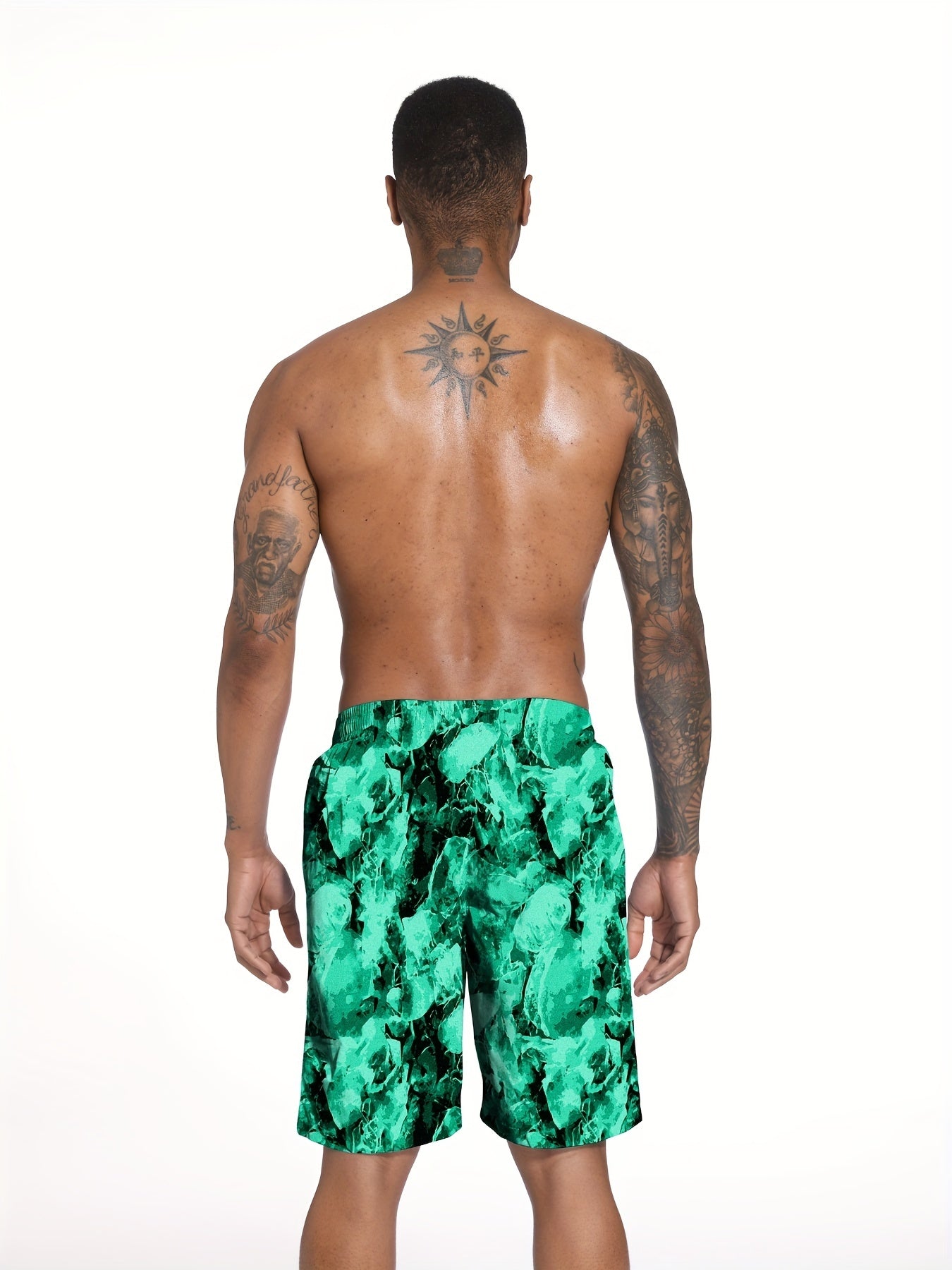 Men's Waterwave Print Swim Trunks Beach Board Shorts