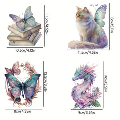 4pcs Butterfly Cat Dragon Iron-On Sublimation Patches