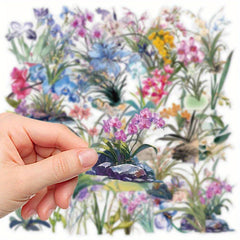 50pcs Orchid Flower Cartoon Stickers for DIY Crafts Suitcases Water Bottles