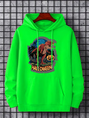 Men's Halloween Dino Print Hoodie Casual Sweatshirt