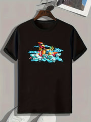 Cartoon Print Men's Graphic T-shirt for Summer