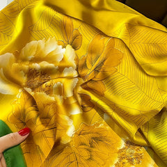 Vintage Flower Print Scarf Silk Shawl Satin Head Wrap Women Hijab