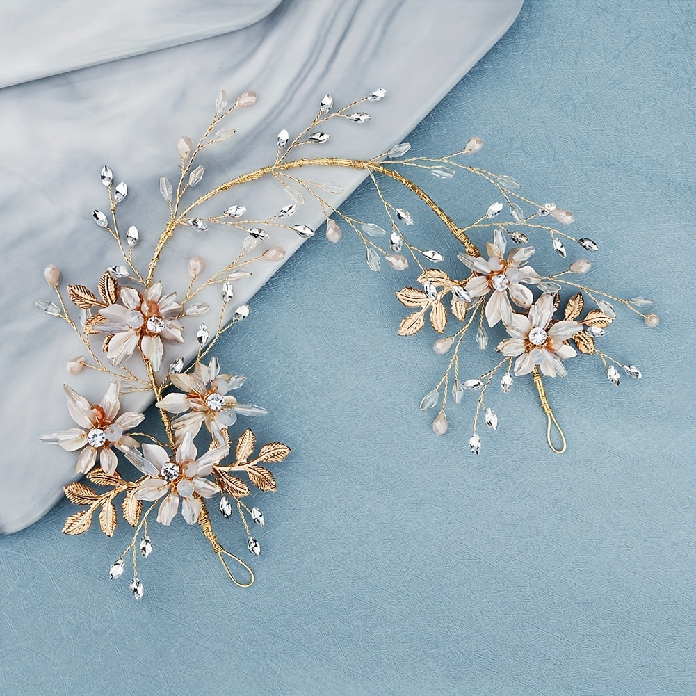 Flower Charm Crystal Hair Band Bridal Wedding Headband Accessory
