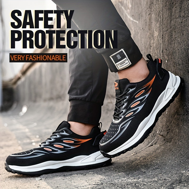 Men's Striped Work Safety Shoes Puncture-Proof Anti-skid Steel Toe Lightweight