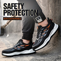 Men's Striped Work Safety Shoes Puncture-Proof Anti-skid Steel Toe Lightweight