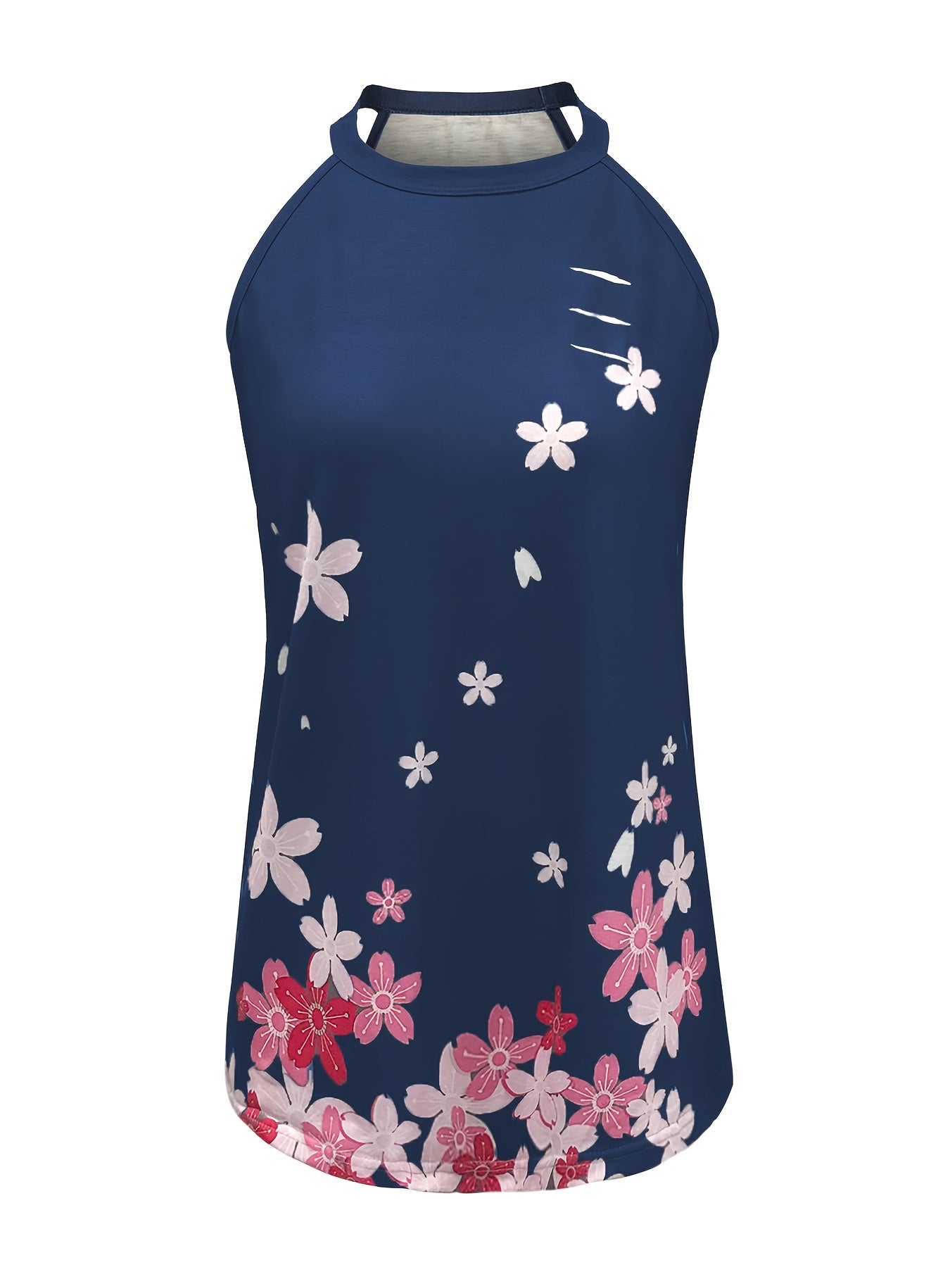 Floral Graphic Halter Tank Tops Summer Sleeveless Shirts Women's Clothing