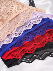 5pcs Lace Briefs Scallop Trim Panties Women's Lingerie