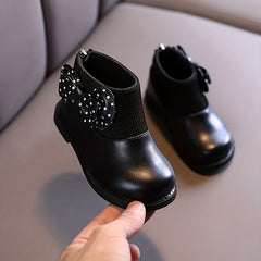Girls Bowknot Boots Warm Fleece Boots for Autumn/Winter