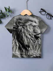 Boy's Lion Graphic T-shirt Casual Tee for Summer Outdoor