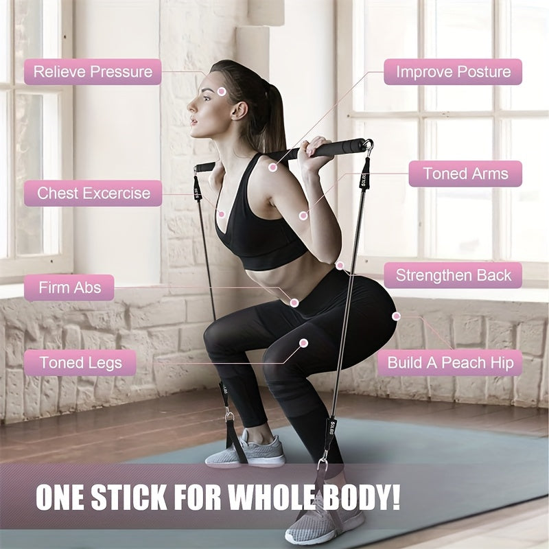 Portable Pilates Bar Kit With Adjustable Resistance Band