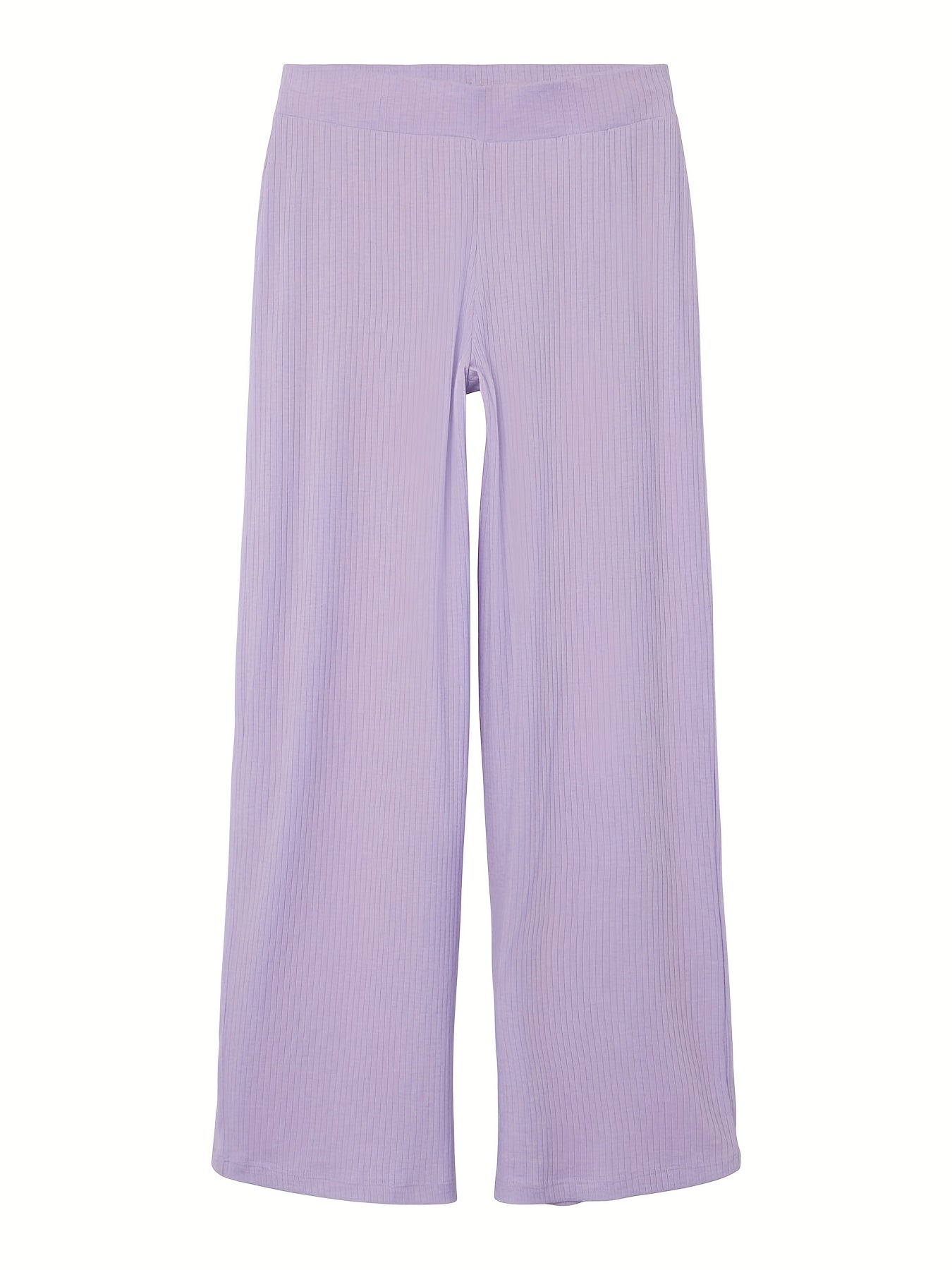 Girls Ribbed Cotton Wide Leg Trousers for Casual Wear