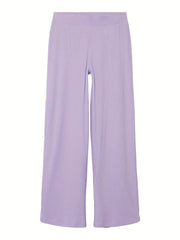 Girls Ribbed Cotton Wide Leg Trousers for Casual Wear