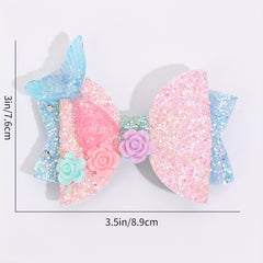 Baby Girls Mermaid Bow Hair Clip Glitter Flower Barrettes Hair Accessories
