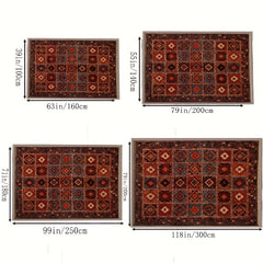 Bohemian Dark Red Pattern Large Area Carpet Non Slip Backing