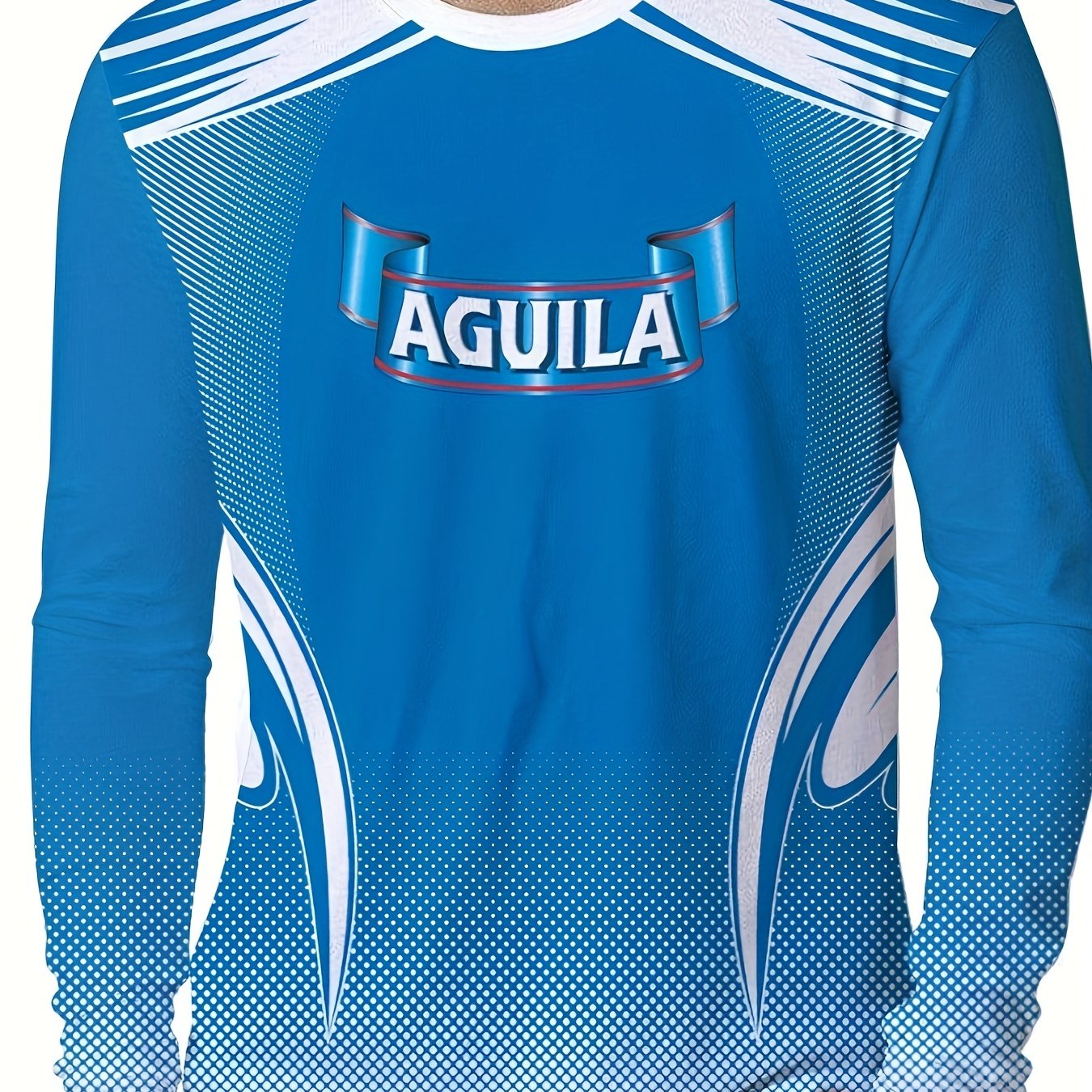 Pattern Print Men's Graphic Crew Neck Long Sleeve Active T shirt