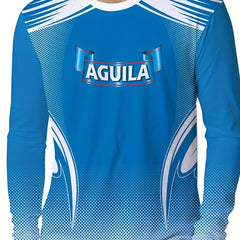 Pattern Print Men's Graphic Crew Neck Long Sleeve Active T shirt